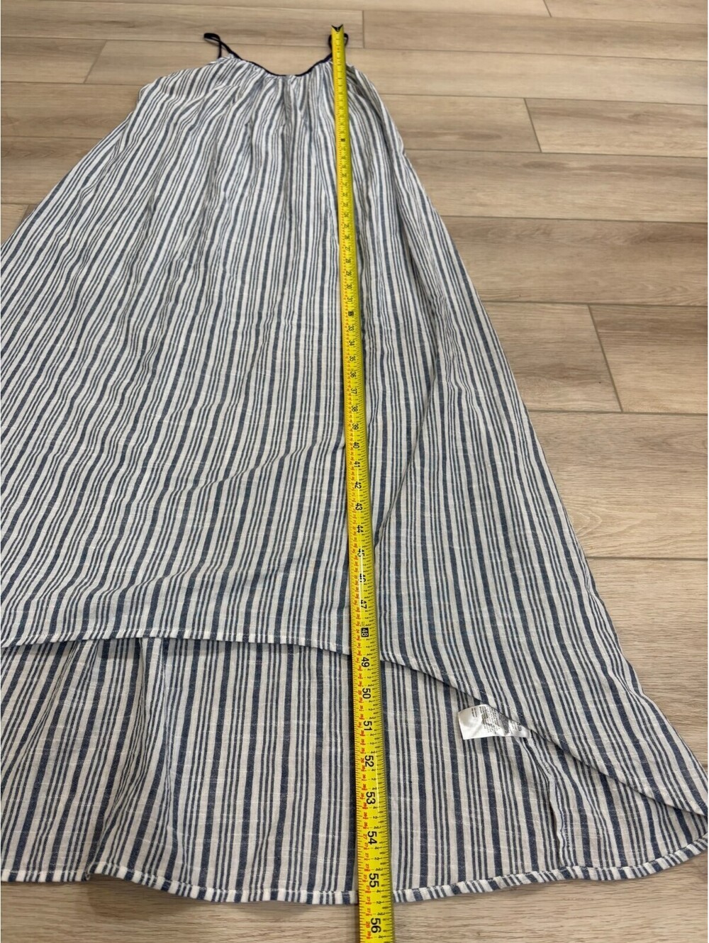 Saks Fifth Avenue XL Maxi Sundress Airy Thin-Striped Navy White Cotton - Picture 8 of 10